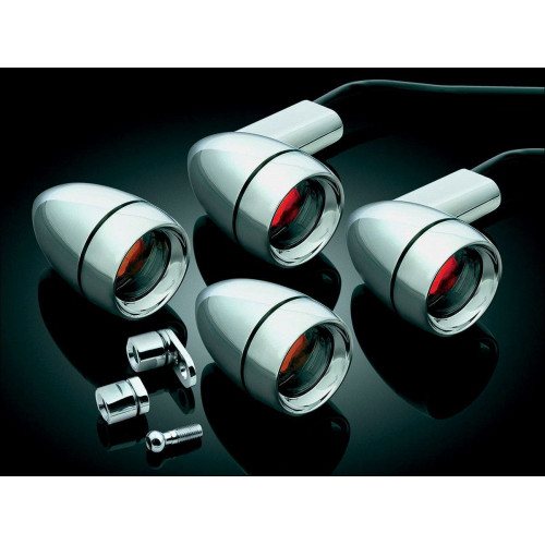 PartzBiz HD: 4412091-Kuryakyn Chrome Late Style Turn Signal Kit Harley Softail Sportster & Dyna 91-07
