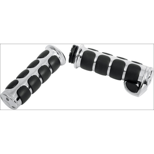 PartzBiz HD: 4411986-Kuryakyn Chrome ISO-Grips พร้อม Throttle Boss (pr) สำหรับ Harley Throttle By Wire | 6228