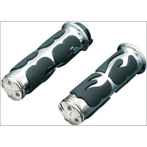PartzBiz HD: 4411797-Kuryakyn Chrome Universal ISO-Flame Grips for 1" Handlebars (pr) | 6262