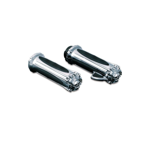 PartzBiz HD: 4411782-Kuryakyn 6296 Chrome Zombie Hand Grips 84-19 Harley Dual Cable คันเร่งควบคุม 494787; 6300605; 0630-0605; 6296