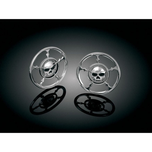 PartzBiz HD: 4411746-Kuryakyn Chrome Zombie Front Fairing Speaker Grills สำหรับ Harley FLH/T 96-13 | 3787 PartzBiz HD: 4411746-Kuryakyn Chrome Zombie Front Fairing Speaker Grills สำหรับ Harley FLH/T 96-13 | 3787