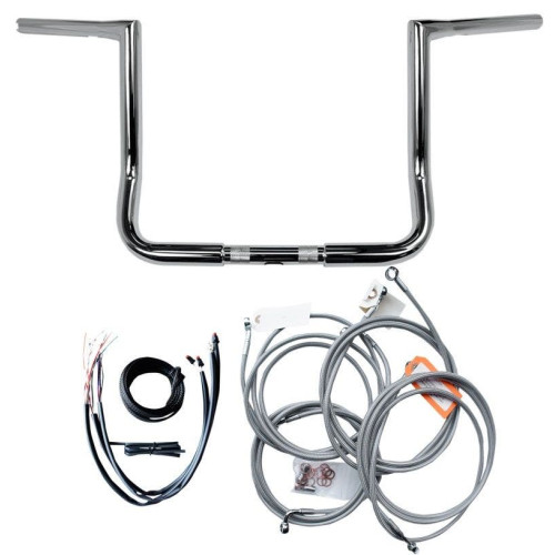 PartzBiz HD: 4411603-ชุดแฮนด์บาร์ LA Choppers Chrome 12 ” Twin Peaks Ape Hanger พร้อมสายเคเบิล FLHX 16 | LA-7361KT2-12