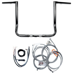 PartzBiz HD DS06013448 - ชุดแฮนด์บาร์ LA Choppers Chrome 14 ” Twin Peaks Ape Hanger พร้อมสายเคเบิล 14-15 FL | LA-7361KT1-14