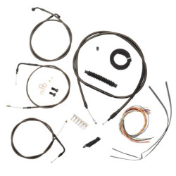 PartzBiz HD DS06101498 - La Choppers สายเคเบิล Midnight 15 ”-17 ” Kit Harley 07-10 FXST/B/C | LA-8140KT2-16M