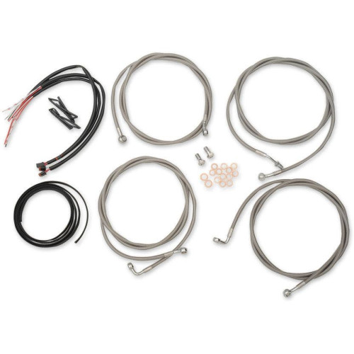 PartzBiz HD: 4411223-LA Choppers ชุดสายเคเบิลขยาย Mini Ape แบบถักสแตนเลส ABS FLHT/X 17 | LA-8054KT2-08 PartzBiz HD: 4411223-LA Choppers ชุดสายเคเบิลขยาย Mini Ape แบบถักสแตนเลส ABS FLHT/X 17 | LA-8054KT2-08