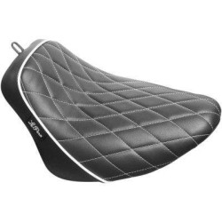 PartzBiz HD LPLYB-007DMWTP - Le Pera Bare Bones White Diamond Vinyl Solo Seat Harley Softail FXBR FLFB 18-20