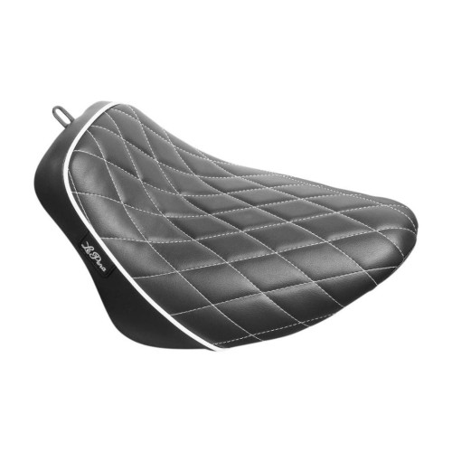 PartzBiz HD: 4411155-Le Pera Black Bare Bones Solo Seat White Diamond Stitch Harley Softail 18-23 PartzBiz HD: 4411155-Le Pera Black Bare Bones Solo Seat White Diamond Stitch Harley Softail 18-23