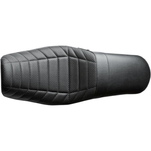 PartzBiz HD: 4411162-Le Pera Black Flat Track Stitch Daytona Sport Full Seat for Harley Dyna 06-16 | LK-512TRKPT