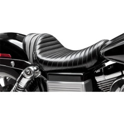 PartzBiz HD LPLK-411GY - Le Pera Black w/ Gray Stripes CafÔøΩ Stubs Spoiler Solo Seat for Harley Dyna 06-16 | LK-411GY