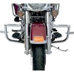 PartzBiz HD DS16240176 - Lindby Chrome Twinbar การ์ดเครื่องยนต์หน้า Highway Bar Harley FLH/T 97-15 | 1202/09