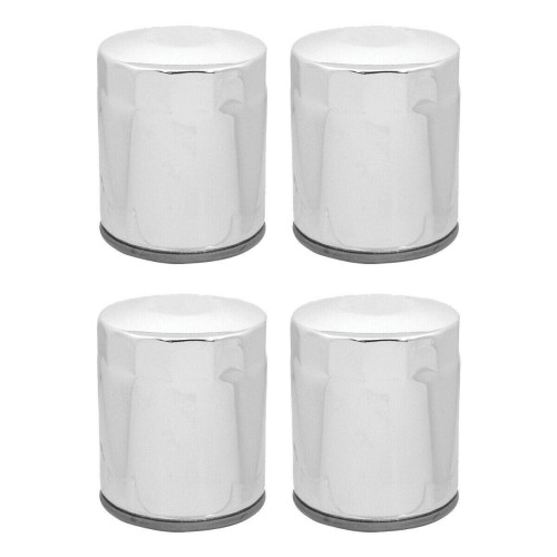 PartzBiz HD: 4410381-Lot of 4 Chrome 10 Micron Oil Filter Harley Big Twin Cam M8 Repl 63798-99 PartzBiz HD: 4410381-Lot of 4 Chrome 10 Micron Oil Filter Harley Big Twin Cam M8 Repl 63798-99
