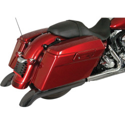 PartzBiz HD DS18010897 - MAC Black 4" Turn Down Performance Mufflers for Harley Touring 95-16 FLH/T | 960-0610