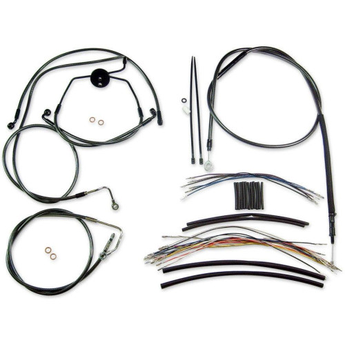PartzBiz HD: 4410198-Magnum Black Pearl Complete 15"-17" Handlebar Installation Kit 08-13 FLTR ABS | 487322