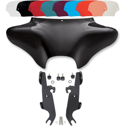 PartzBiz HD: 4409759-Memphis Shades Batwing Fairing Black Trigger Lock Mount Shield FLST w/o Light | MEM7011 & MEM8988