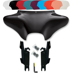 PartzBiz HD DS23300017|DS23200091|& Windshield - Memphis Shades Batwing Fairing Kit Black Trigger Lock Mounts Windshield FLST | MEM7011 & MEK1952