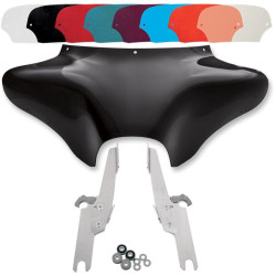PartzBiz HD DS23300017|DS23200048|& Windshield - Memphis Shades Batwing Fairing Kit Polished Trigger Lock Mounts Windshield FLHR | MEM7011 & MEK1913