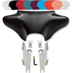 PartzBiz HD DS23300017|DS23200089|& Windshield - Memphis Shades Batwing Fairing Kit Polished Trigger Lock Mounts Windshield FLST | MEM7011 & MEK1951
