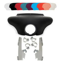 PartzBiz HD DS23300075|DS23200011|& Windshield - Memphis Shades Batwing Fairing Polished Trigger Lock Mount Shield FXD FXDL 1200C | MEM7081 & MEM8967