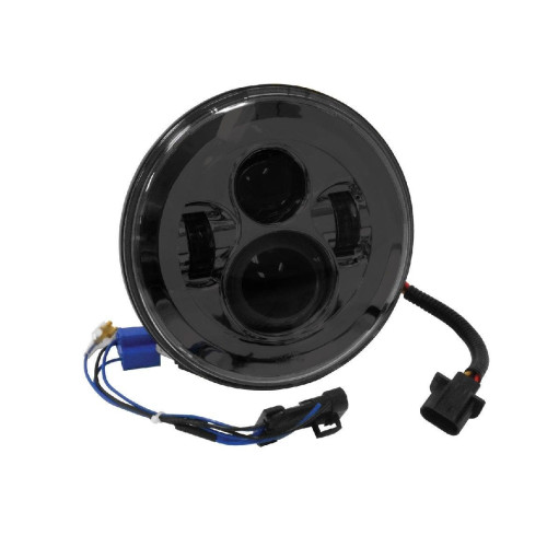 PartzBiz HD: 4409345-Mid USA 11005 Black 7" Bright White LED Headlight 94-19 Harley Davidson Softail Touring head light lamp 7 inch round custom chopper bagger bike jeep wrangler TJ LJ JK JL lighting upgrade replacement