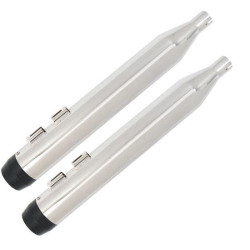 PartzBiz HD MU97008 - Mid USA 97008 Chrome w/ Black 4" Tip Powerhouse Slip On Mufflers 85-16 HD Touring electra ultra road glide king exhaust pipes upgrade 