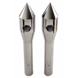 PartzBiz HD MW34-148 - MidWest 34-148 Chrome Aluminum 8" Pointed 1" Handlebar Risers Harley Universal best new custom chopper bagger dresser motorcycle upgrade replacement 