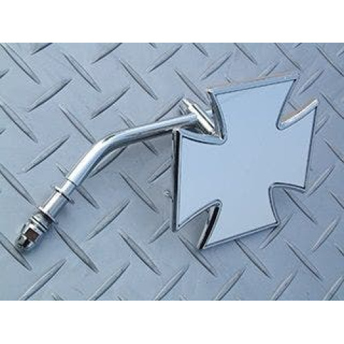 PartzBiz HD: 4409010-MidWest 46-130 Chrome Maltese Cross Short Motorcycle Mirror Universal Harley 8mm