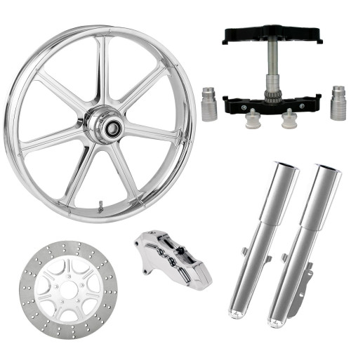 PartzBiz HD: 4408871-Mission Chrome 23" Wheel Tire Single Side w/ Raked Triple Trees Lowers & Sliders | MISSION-SNGL-CHR-KIT-23PCKG