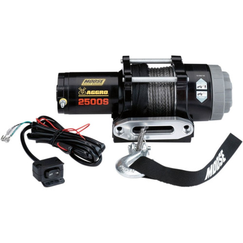 PartzBiz HD: 4408852-Moose 2500 LB Aggro 4 Wheeler ATV 2500S Winch Synthetic Rope w/ Dash Switch 104307