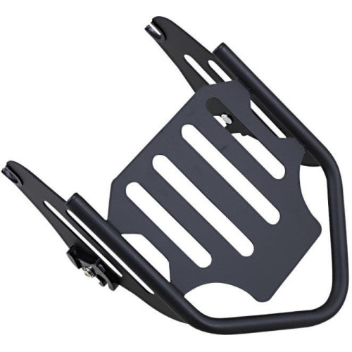 PartzBiz HD: 4408805-Motherwell Gloss Black ชั้นวางสัมภาระ 2-Up ที่ถอดออกได้อย่างรวดเร็ว Harley Touring 09-Up