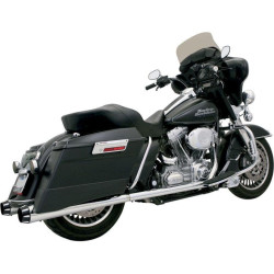 PartzBiz HD DS18010515 - Bassani Chrome Megaphone Blk Flutes 4" Slip-On Mufflers 2.5" Performance Baffle | FLH-517RL