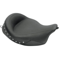 PartzBiz HD MD76068 - ที่นั่งมัสแตง Super Wide Chrome Studded Solo Seats สำหรับ Harley Touring FLH 08-17 | 76068