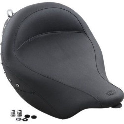 PartzBiz HD MD76069 - ที่นั่งมัสแตง Super Wide Black Studded Solo Seats สำหรับ Harley Touring FLH/T 08-17 | 76069
