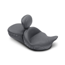 PartzBiz HD MD79586 - Mustang Super Smooth Black Studded Touring Seat Driver Backrest Harley FL 08-17 | 79586