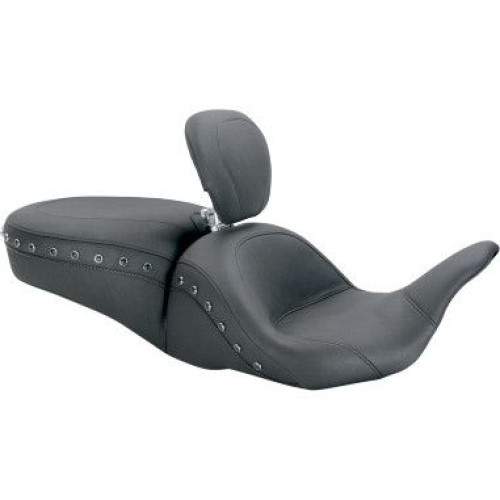 PartzBiz HD: 4408532-Mustang Lowdown Studded Black Seat W/ Driver Backrest Harley Touring FLH/T 08-17 | 79705