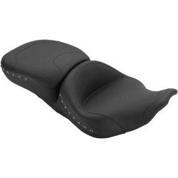 PartzBiz HD MD76972 - ที่นั่งมัสแตง Super Touring Chrome Studded Seat สำหรับ Harley FLHR FLHX 97-07 | 76972