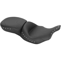 PartzBiz HD MD76970 - ที่นั่งมัสแตง Super Touring Chrome Studded Seat สำหรับ Harley FLHT FLTR 97-07 | 76970