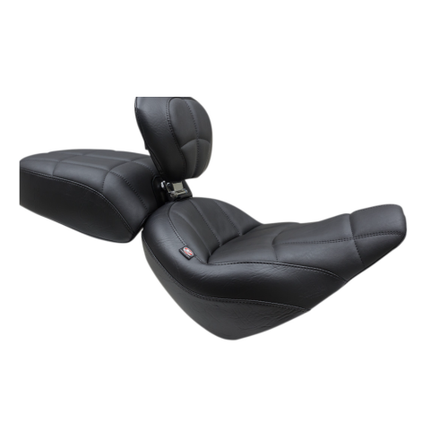 PartzBiz HD: 4408466-Mustang Solo Front Black Harley Seat W/ Backrest Cube Stitch 18-23 FXBB/FXBBS | 79494 PartzBiz HD: 4408466-Mustang Solo Front Black Harley Seat W/ Backrest Cube Stitch 18-23 FXBB/FXBBS | 79494