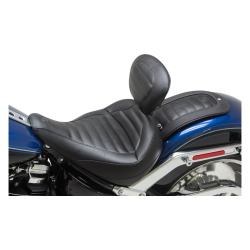 PartzBiz HD MD79770 - Mustang Solo Front Black Harley Seat W/ พนักพิงคนขับ Tuck-N-Roll 18-23 FLFB/S | 79770
