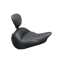 PartzBiz HD MD79683 - Mustang Solo Tour Breakout Black Trapezoid Stitch Harley Seat W/Receiver สำหรับ 13-17 FXSB | 79683