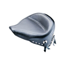 PartzBiz HD MD75506 - Mustang Seat Wide Chrome Studded Solo Seat Harley Softail 89-99 FLSTS | 75506