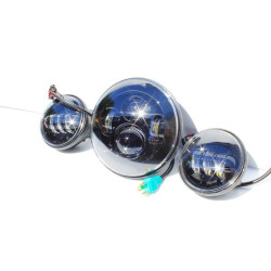 PartzBiz HD EP-DM-HEADLIGHT-KIT-BLK - ใหม่ 7 ” ไฟหน้าโปรเจคเตอร์ LED Daymaker และไฟส่องผ่านสำหรับ Harley Touring Black