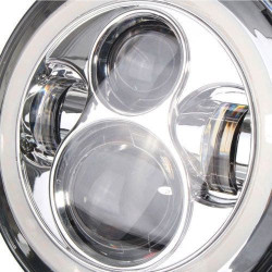 PartzBiz HD EP-HALO-DAY-CH - ใหม่ โปรเจคเตอร์ LED ขนาด 7 นิ้ว Daymaker สไตล์ Chrome Halo ไฟหน้ารุ่น Harley Touring