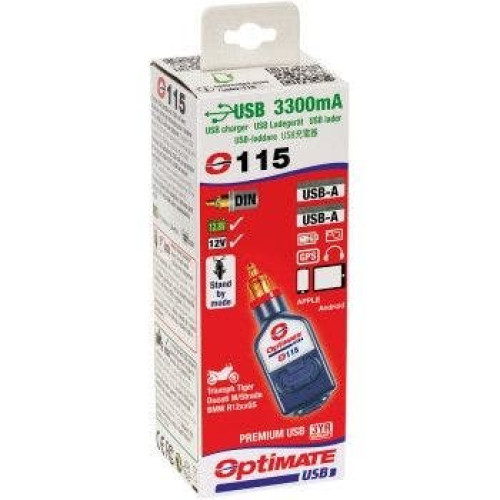 PartzBiz HD: 4408011-Optimate O-115V2 Dual Output USB 3.3 Amp Charger BMW Triumph Ducati Harley