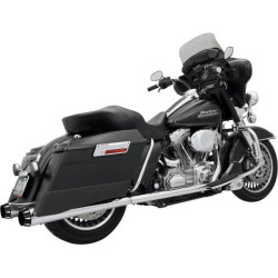PartzBiz HD ds18001301 - Bassani Chrome +P Bagger Stepped True Duals Power Curve Headers 4" Mufflers Blk | 1F46R