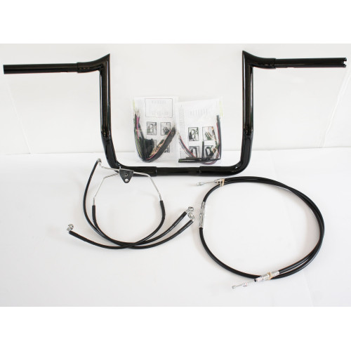 PartzBiz HD: 4407981-Paul Yaffe Bagger Nation 12" Black Monkey Bar Handlebar Kit Harley FLH Non ABS | MBB1.25B-Kit-08-13-NON