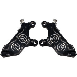 PartzBiz HD PM0052-2424-BM & PM0052-2425-BM - Performance Machine Contrast 4 ลูกสูบด้านหน้าขวา Caliper Harley M8 FL FX 17-Up ABS electra road street glide king cnc fat boy bob low rider Heritage 0052-2424-BM