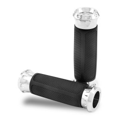 PartzBiz HD PM0063-2082-CH - Performance Machine PM Chrome Overdrive Hand Grips Harley Touring Fly By Wire | 0063-2082-CH