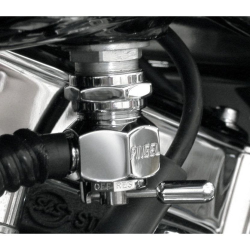 PartzBiz HD: 4407156-Pingel 6311-CR Power Flo Smooth Chrome Round 180 Deg Inward 22mm Petcock Harley | 6311-CR