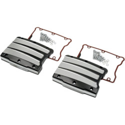 PartzBiz HD PM0177-2021-BMP - Performance Machine Black Platinum Cut Scallop Rocker Box Covers Harley Twin 99- | 0177-2021-BMP