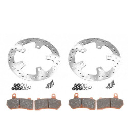PartzBiz HD TR482594 (x2) & TR610590 (x2) - Polished Stainless Enforcer 11.8" Front Rotors FA409V Brake Pads 14-22 Harley FL PartzBiz HD TR482594 (x2) & TR610590 (x2) - Polished Stainless Enforcer 11.8" Front Rotors FA409V Brake Pads 14-22 Harley FL